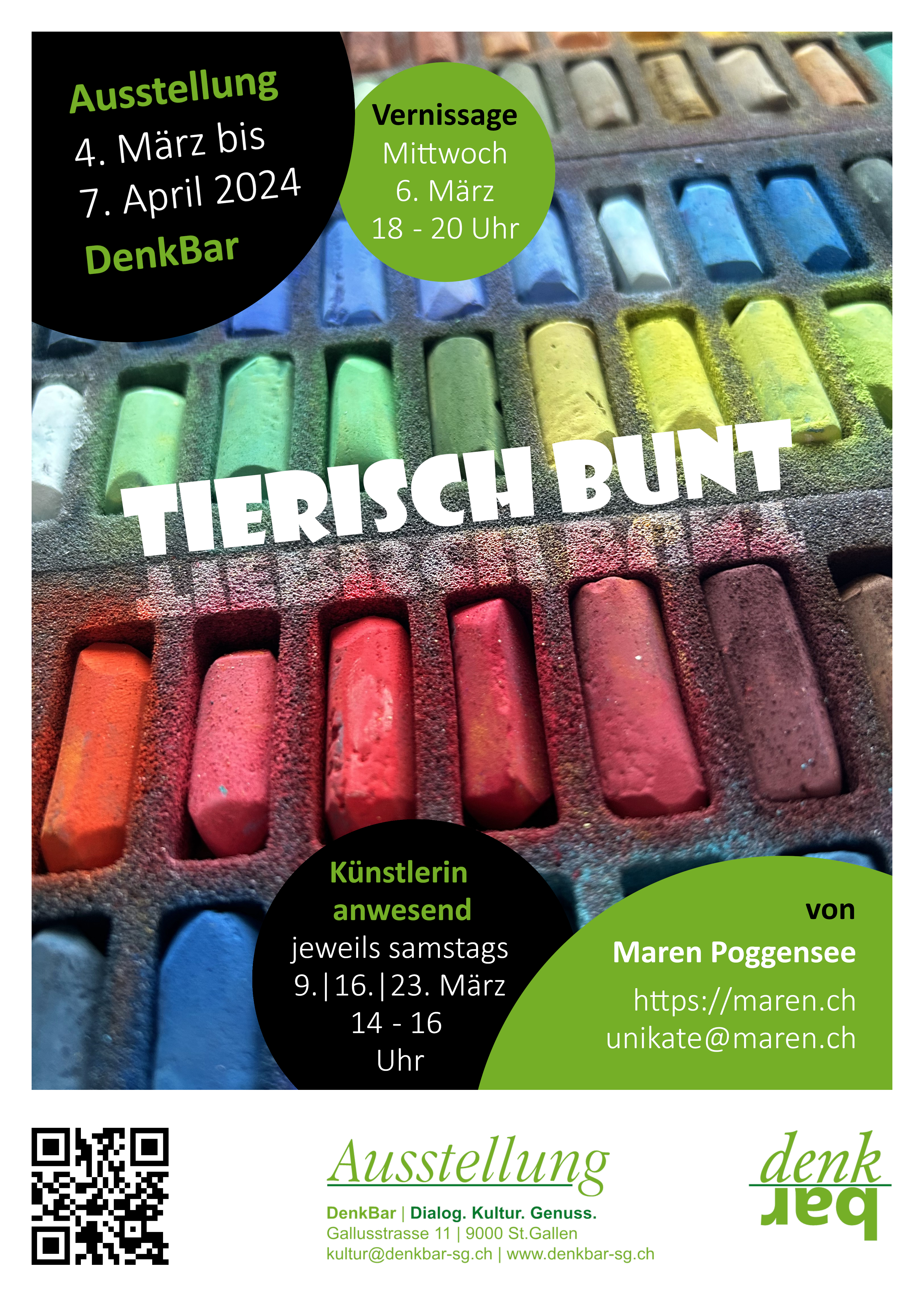 Flyer Ausstellung TIERISCH BUNT in der DenkBar